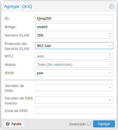 Creación de otra Zona QinQ para comprobar el aislamiento del tráfico Ethernet 